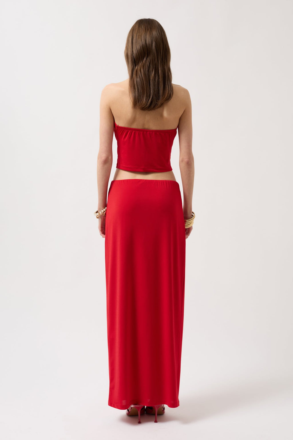 Cowl Neck Crop Red Blouse