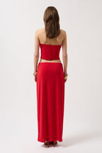 Cowl Neck Crop Red Blouse