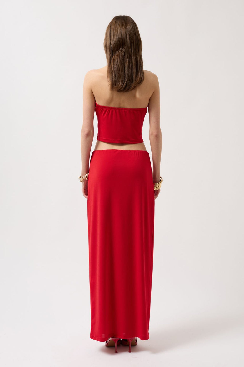 Cowl Neck Crop Red Blouse