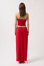 Cowl Neck Crop Red Blouse