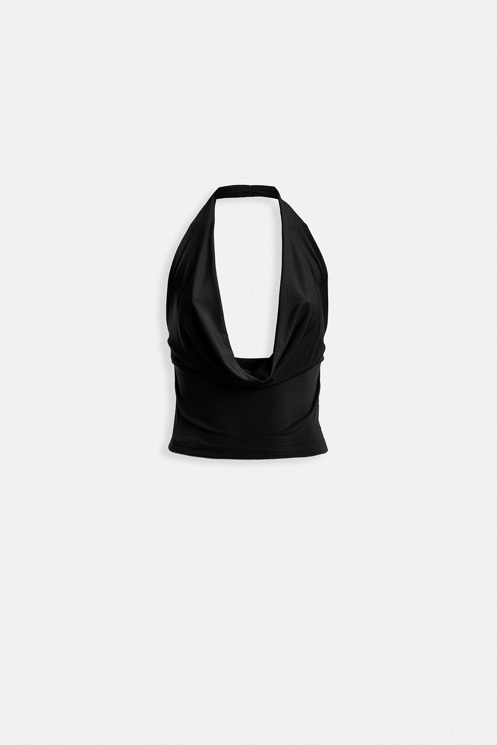 Cowl Neck Crop Black Blouse