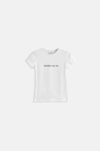 Delete My Ex Printed Stretch Crop White T-Shirt
