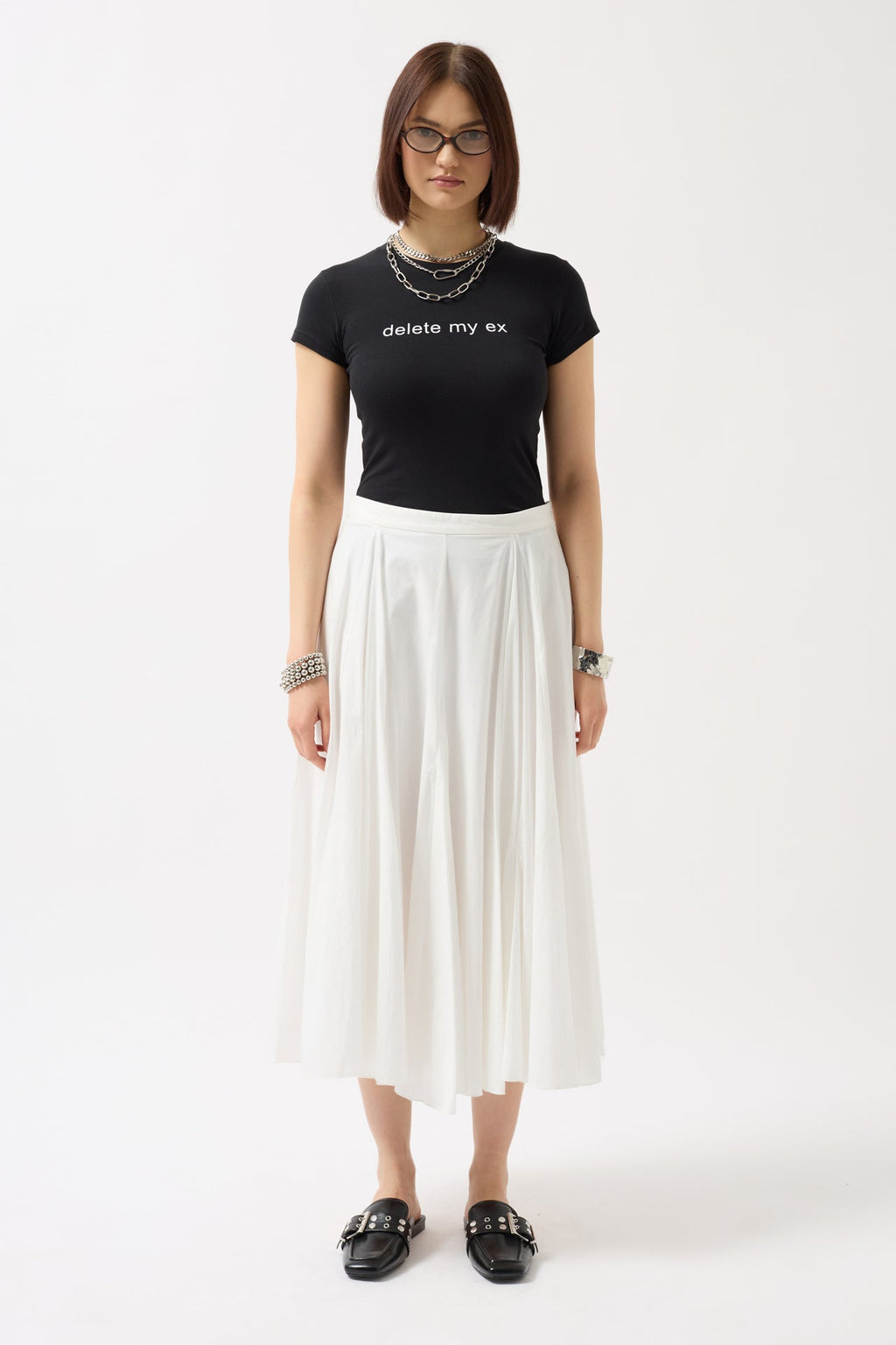 Delete My Ex Printed Stretch Crop Black T-Shirt