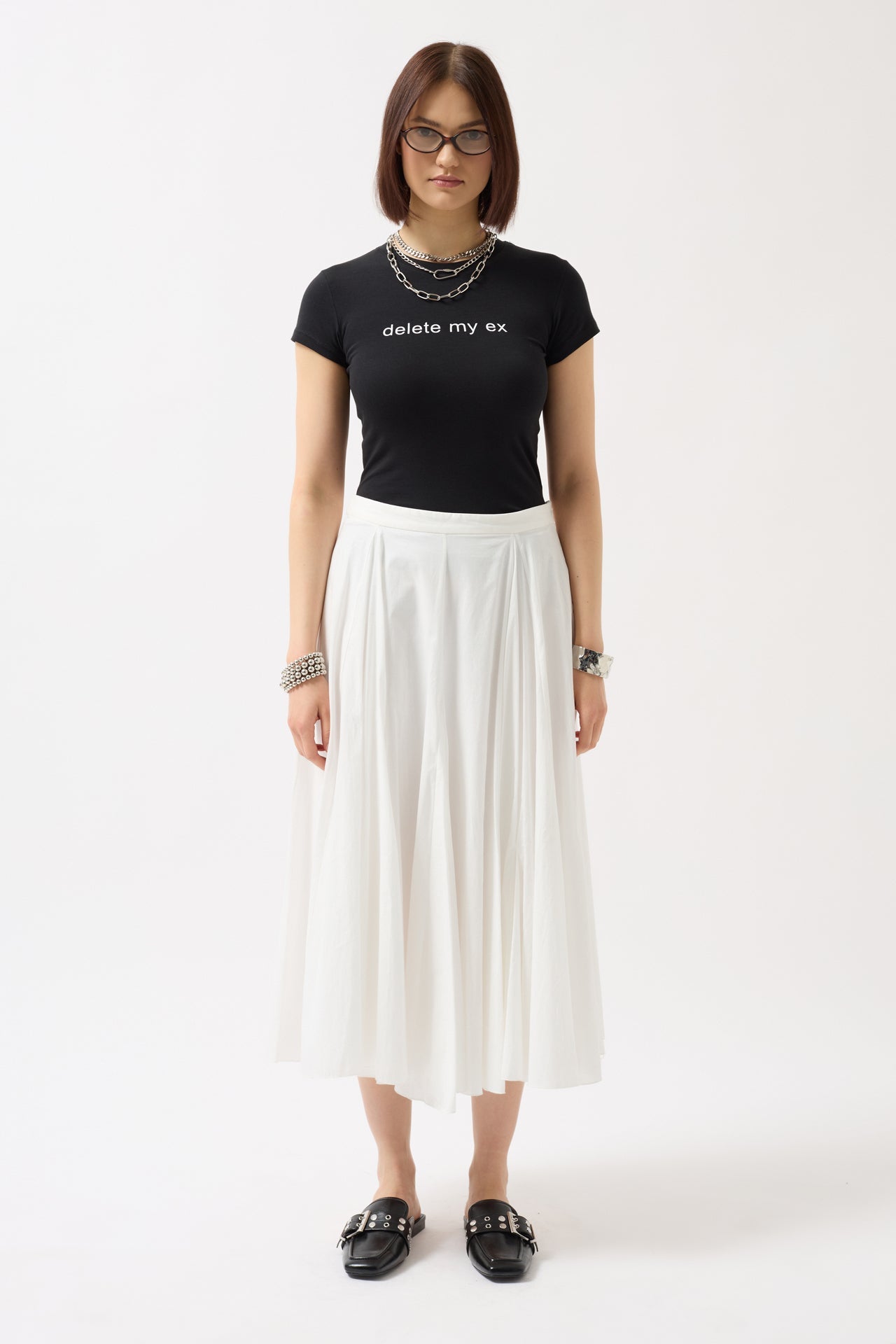 Delete My Ex Printed Stretch Crop Black T-Shirt