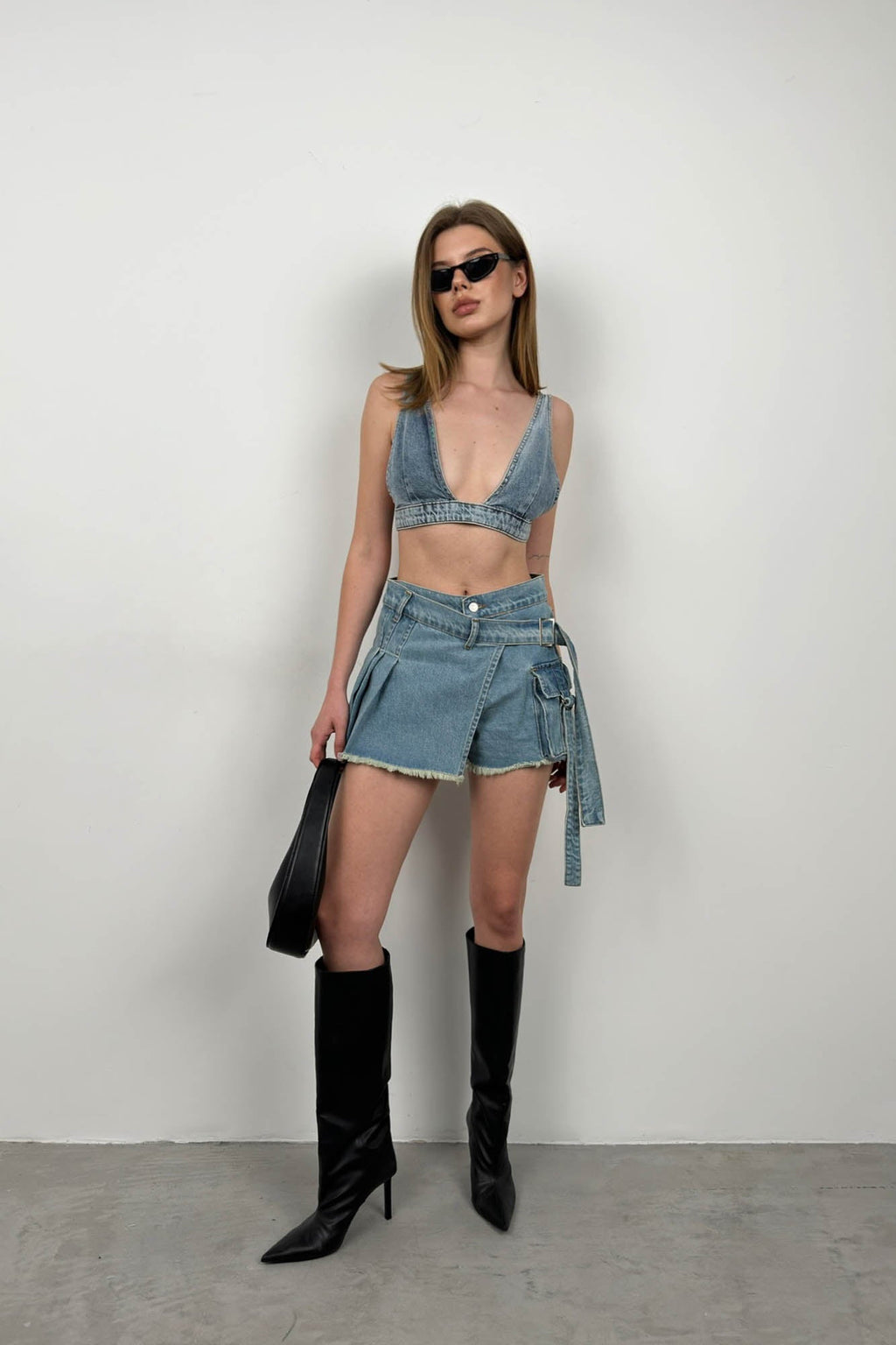 Denim Blue Crop Bra