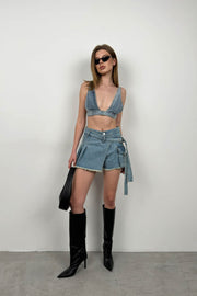 Denim Blue Crop Bra