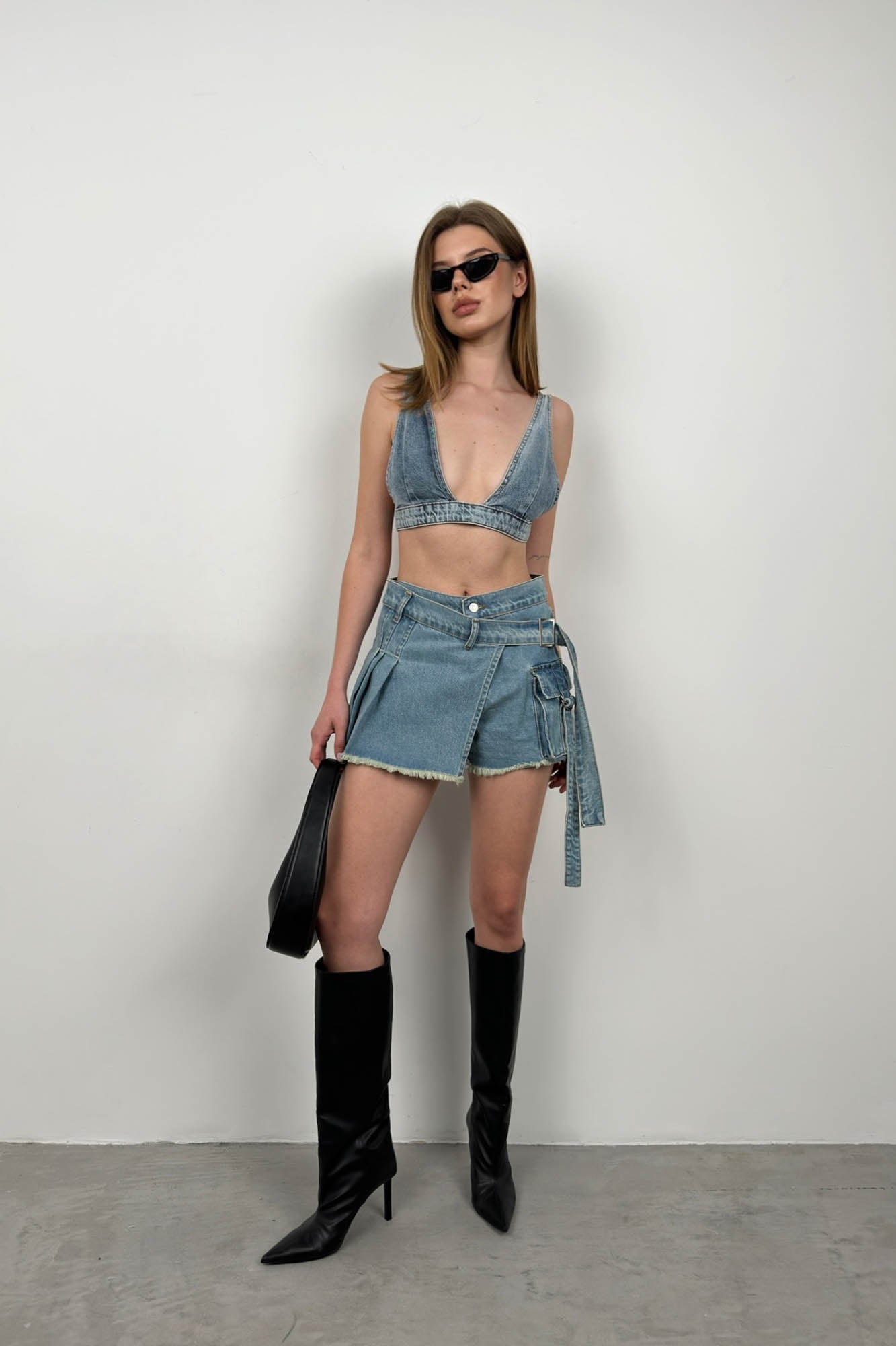 Denim Blue Crop Bra