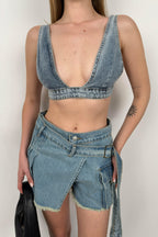 Denim Blue Crop Bra