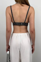Gray Denim Crop Bra