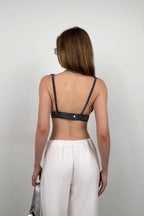 Gray Denim Crop Bra