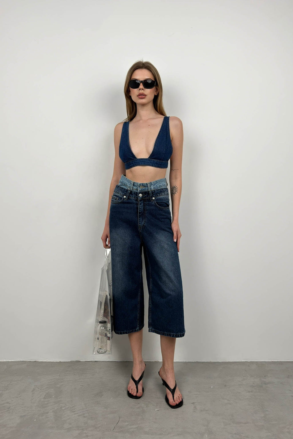 Dark Blue Denim Crop Bra