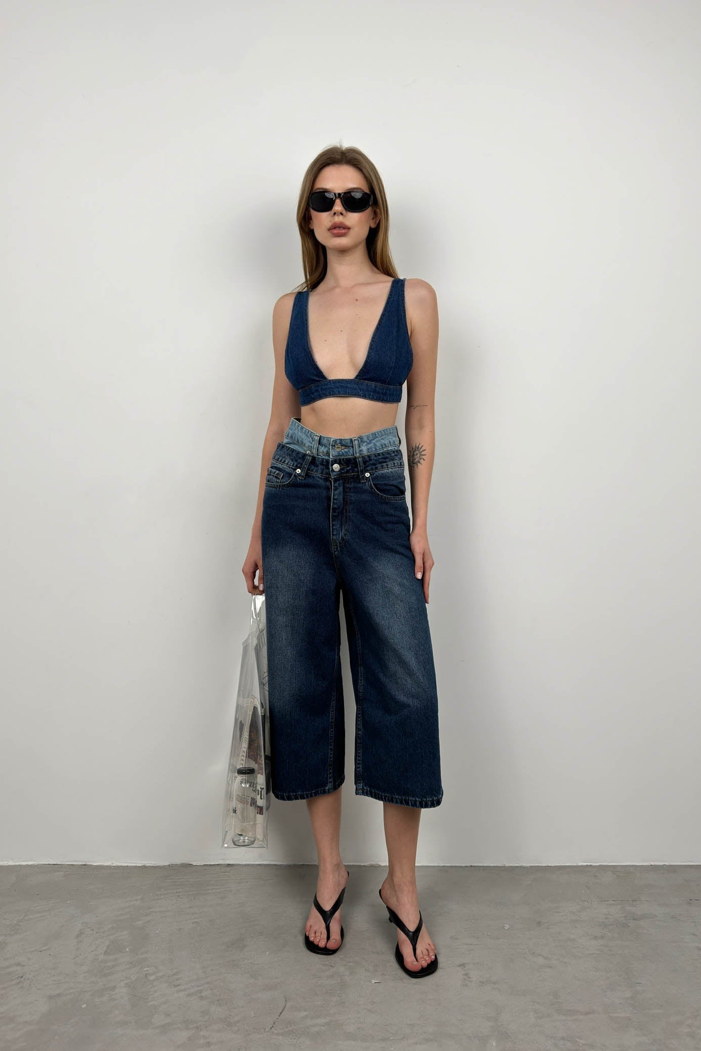 Dark Blue Denim Crop Bra