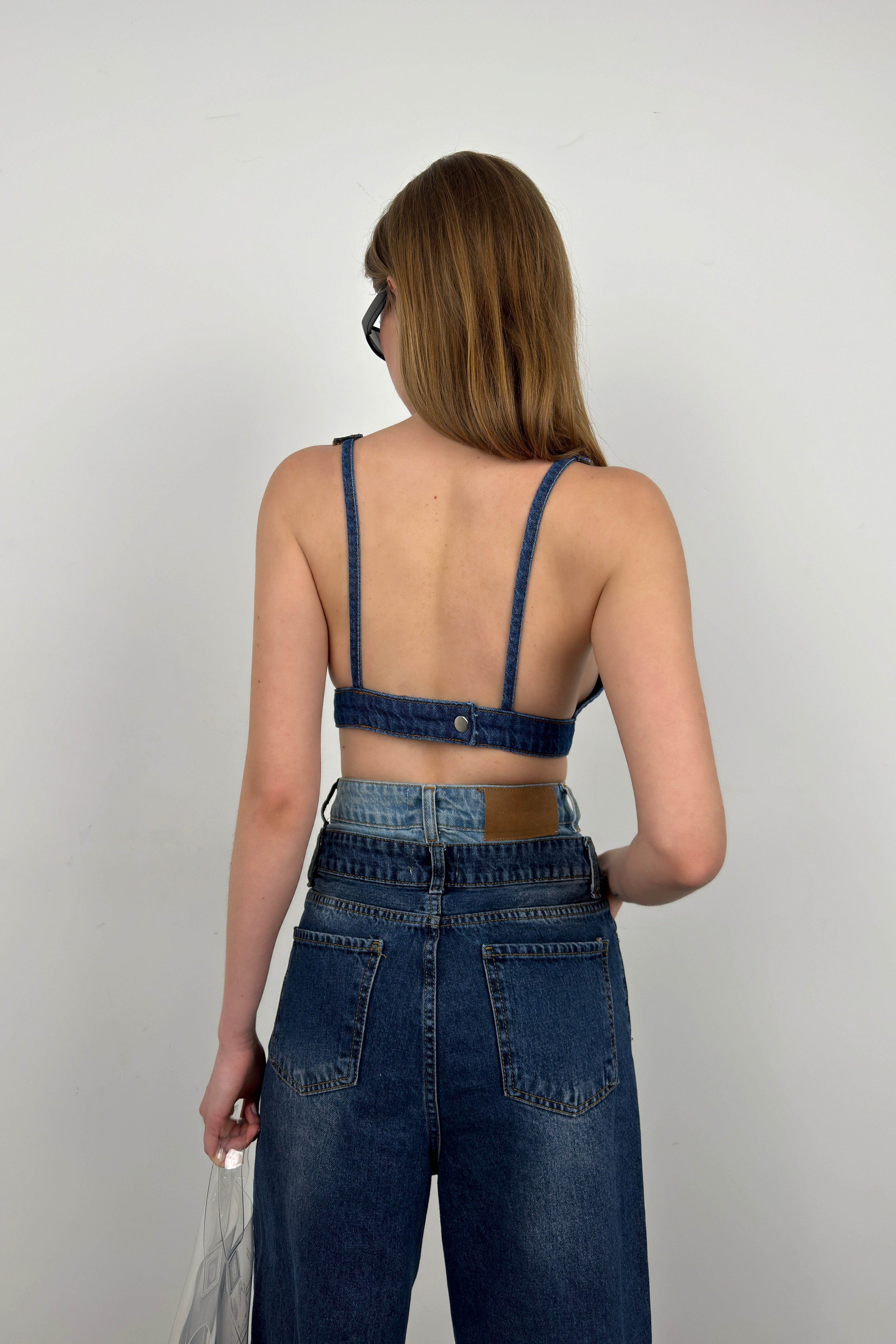 Dark Blue Denim Crop Bra