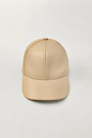 Vegan Leather Cap Beige Hat