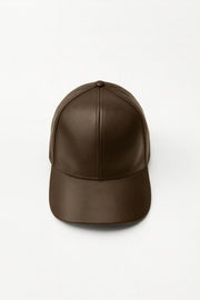 Vegan Leather Cap Brown Hat