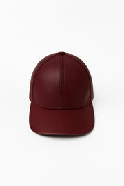 Vegan Leather Cap Burgundy Hat