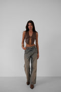 Brown Leather Crop Vest