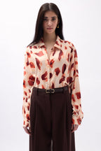 Patterned Beige Crop Shirt
