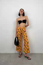 Patterned Boru Hem Mango Pants
