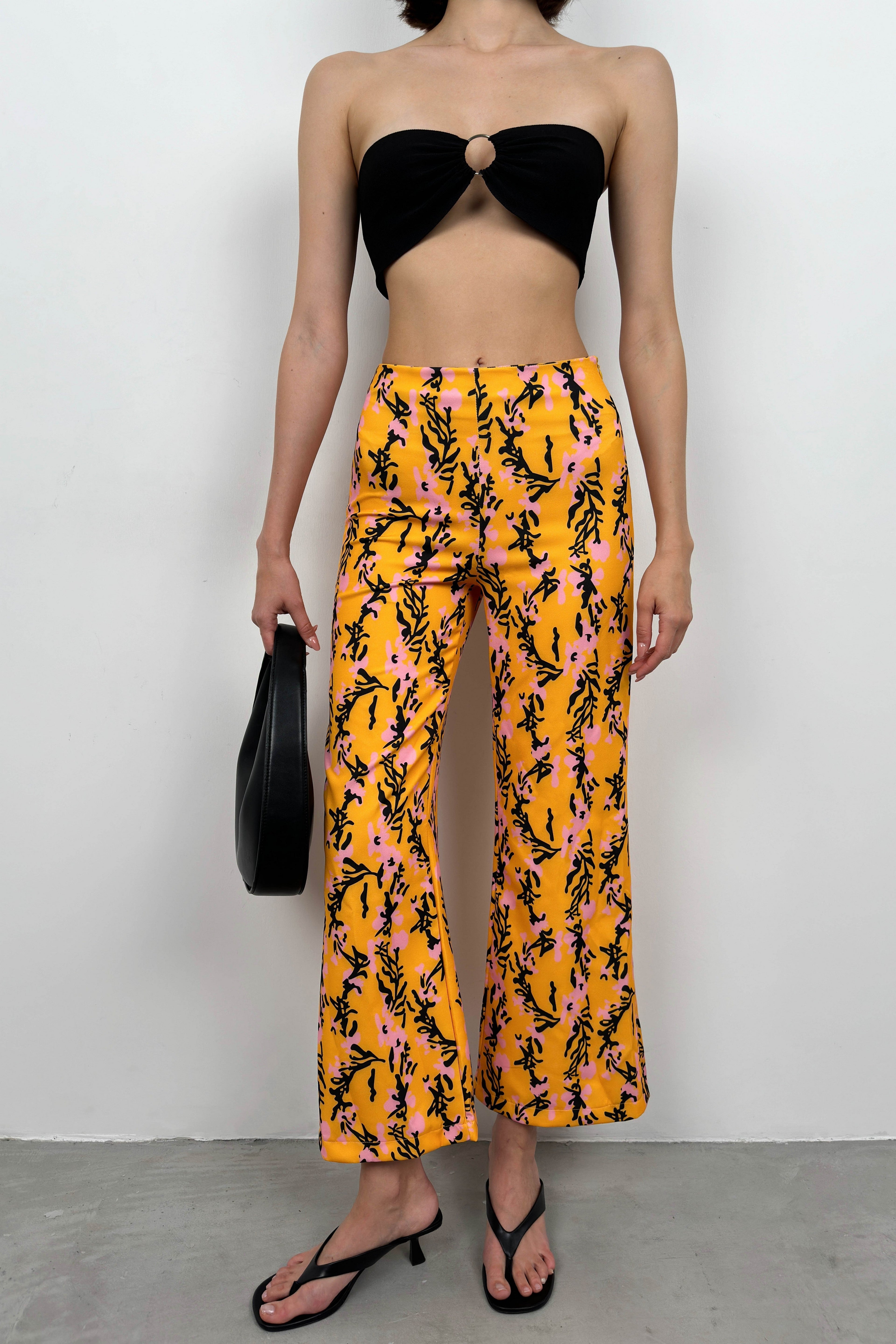 Patterned Boru Hem Mango Pants