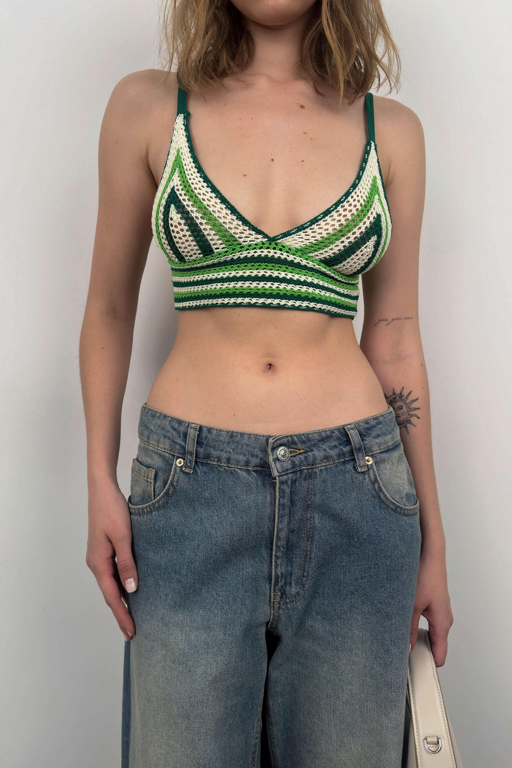 Patterned Knit Green Crop