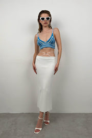 Patterned Knit Blue Crop