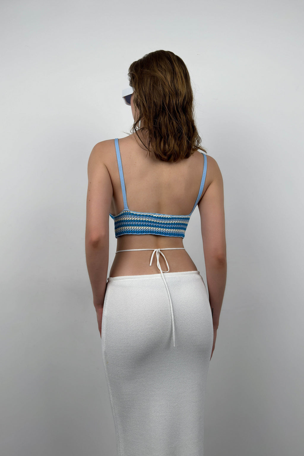 Patterned Knit Blue Crop