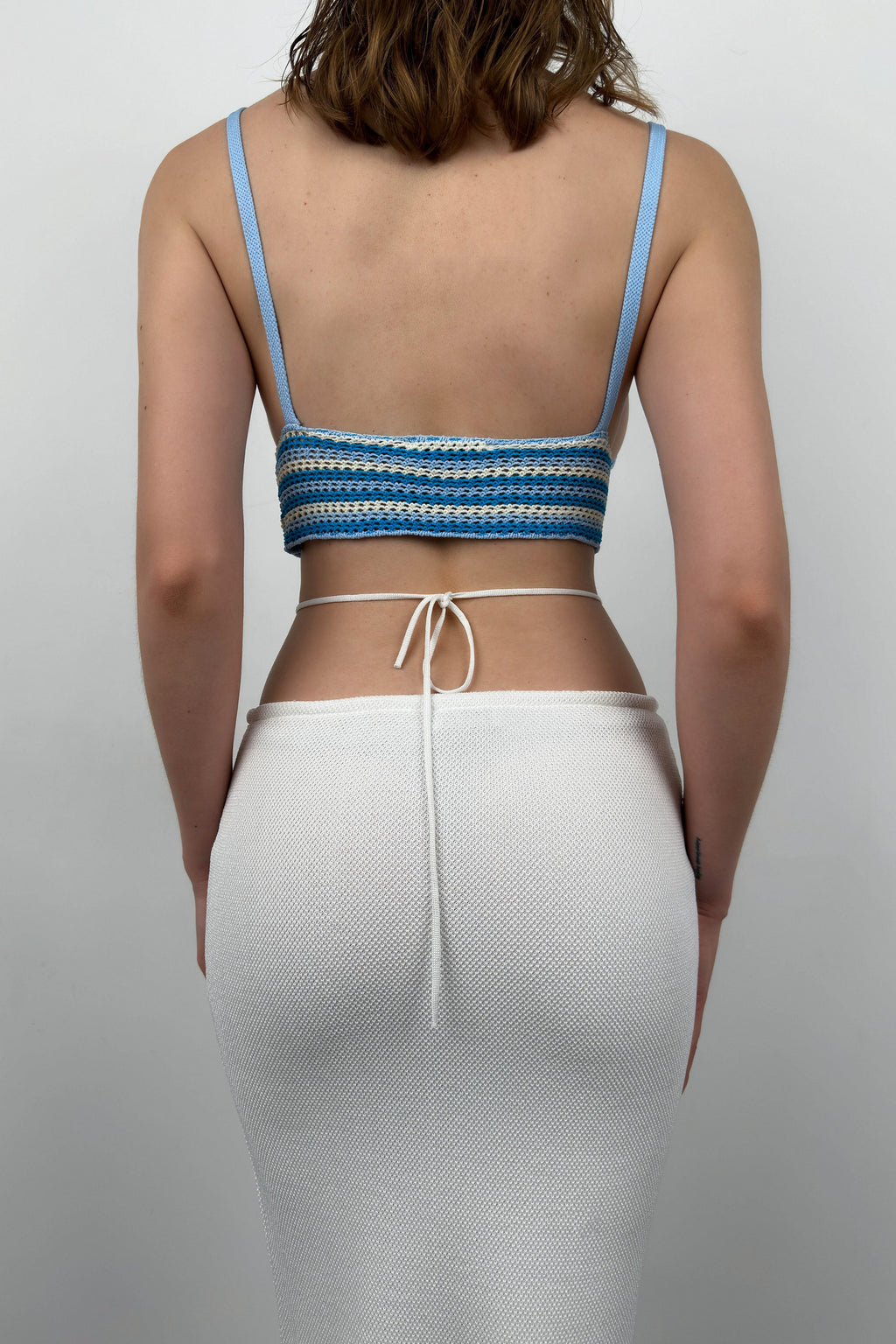 Patterned Knit Blue Crop