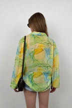 Patterned Green Chiffon Shirt