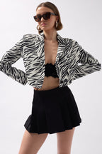 Patterned Black Crop Jacket