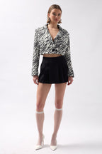 Patterned Black Crop Jacket