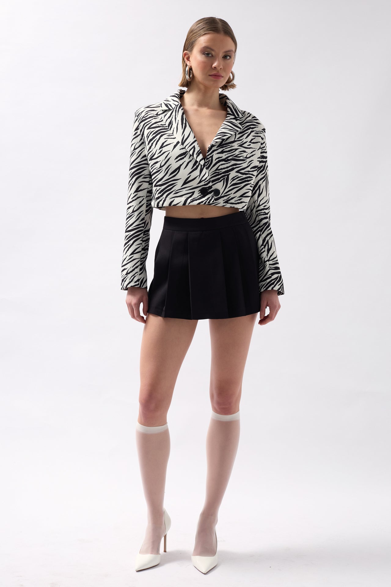 Patterned Black Crop Jacket