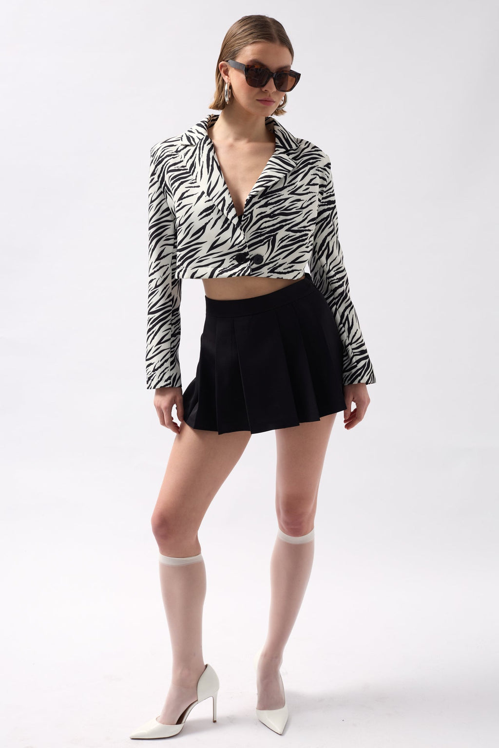 Patterned Black Crop Jacket