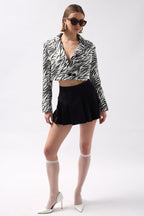 Patterned Black Crop Jacket