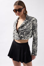 Patterned Black Crop Jacket