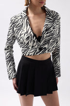 Patterned Black Crop Jacket