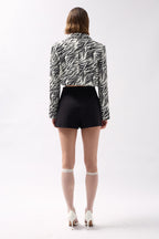 Patterned Black Crop Jacket
