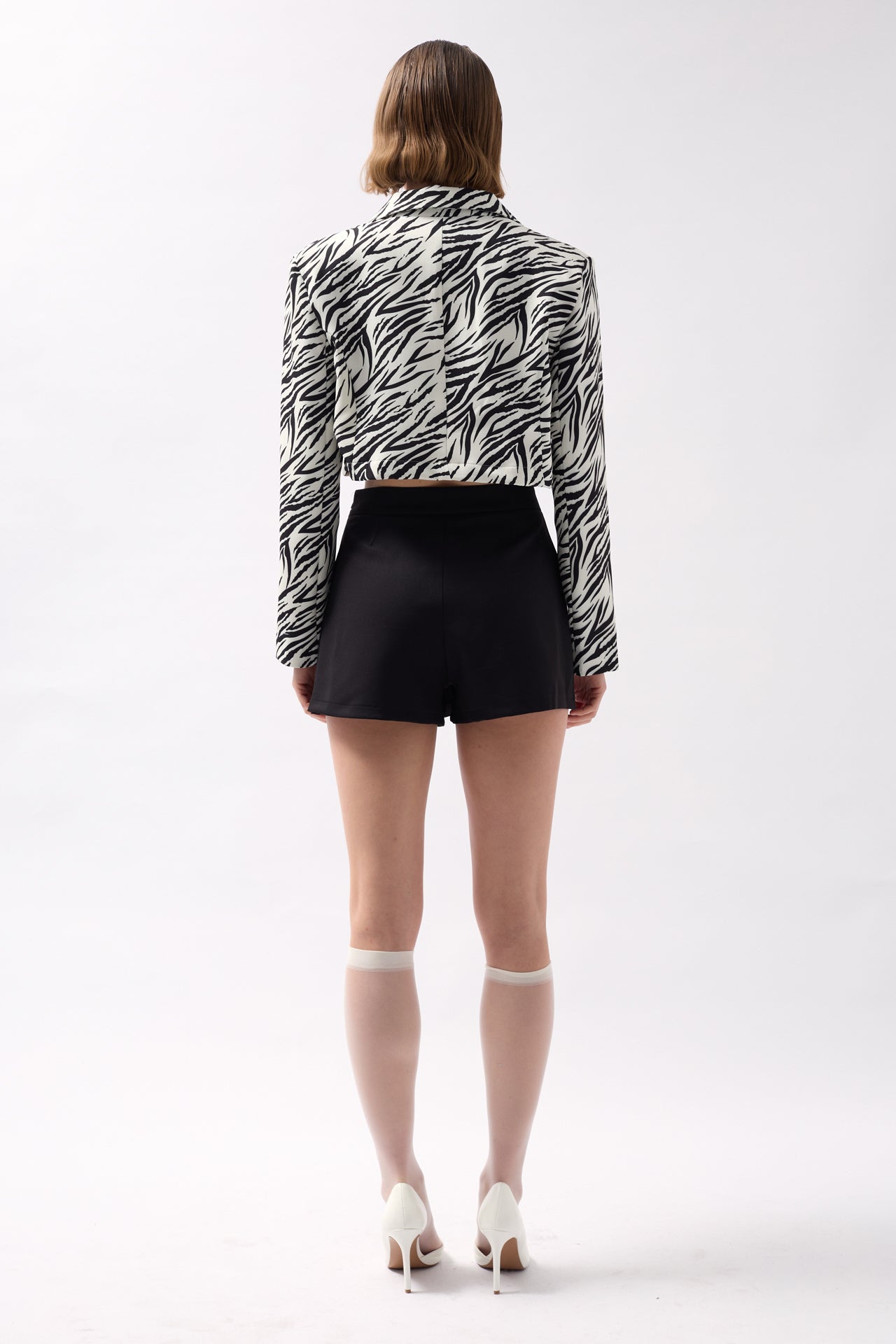 Patterned Black Crop Jacket