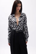 Patterned Black Crop Shirt