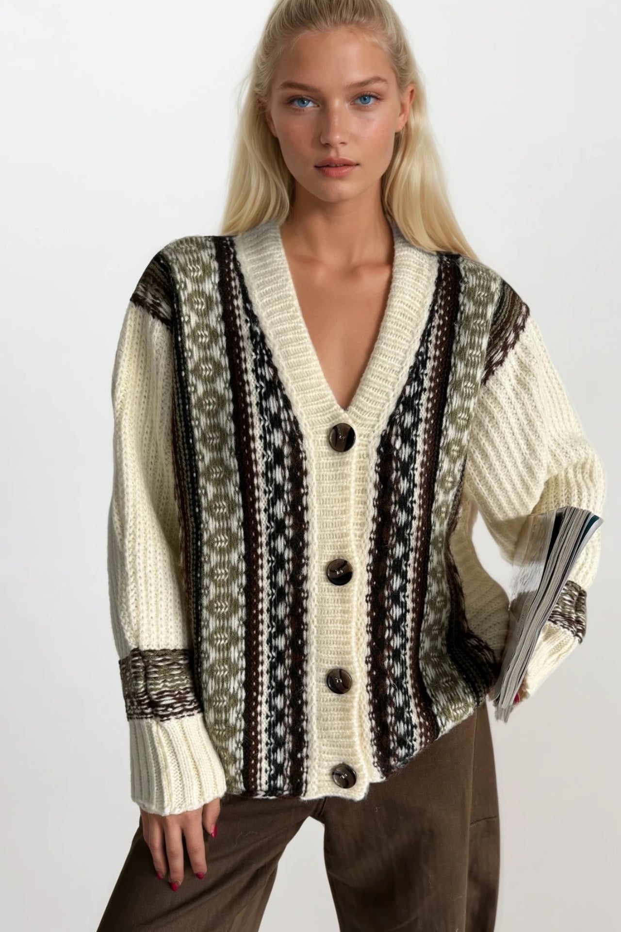 Etnik Patterned Knit Cardigan