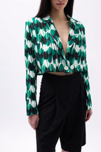 Patterned Green Crop Jacket