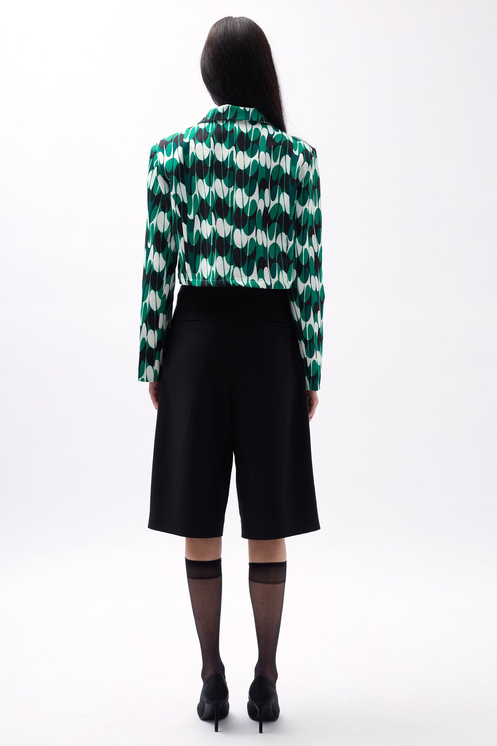 Patterned Green Crop Jacket