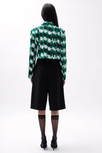 Patterned Green Crop Jacket
