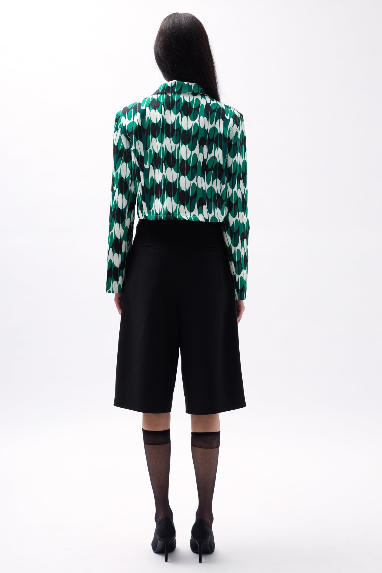 Patterned Green Crop Jacket