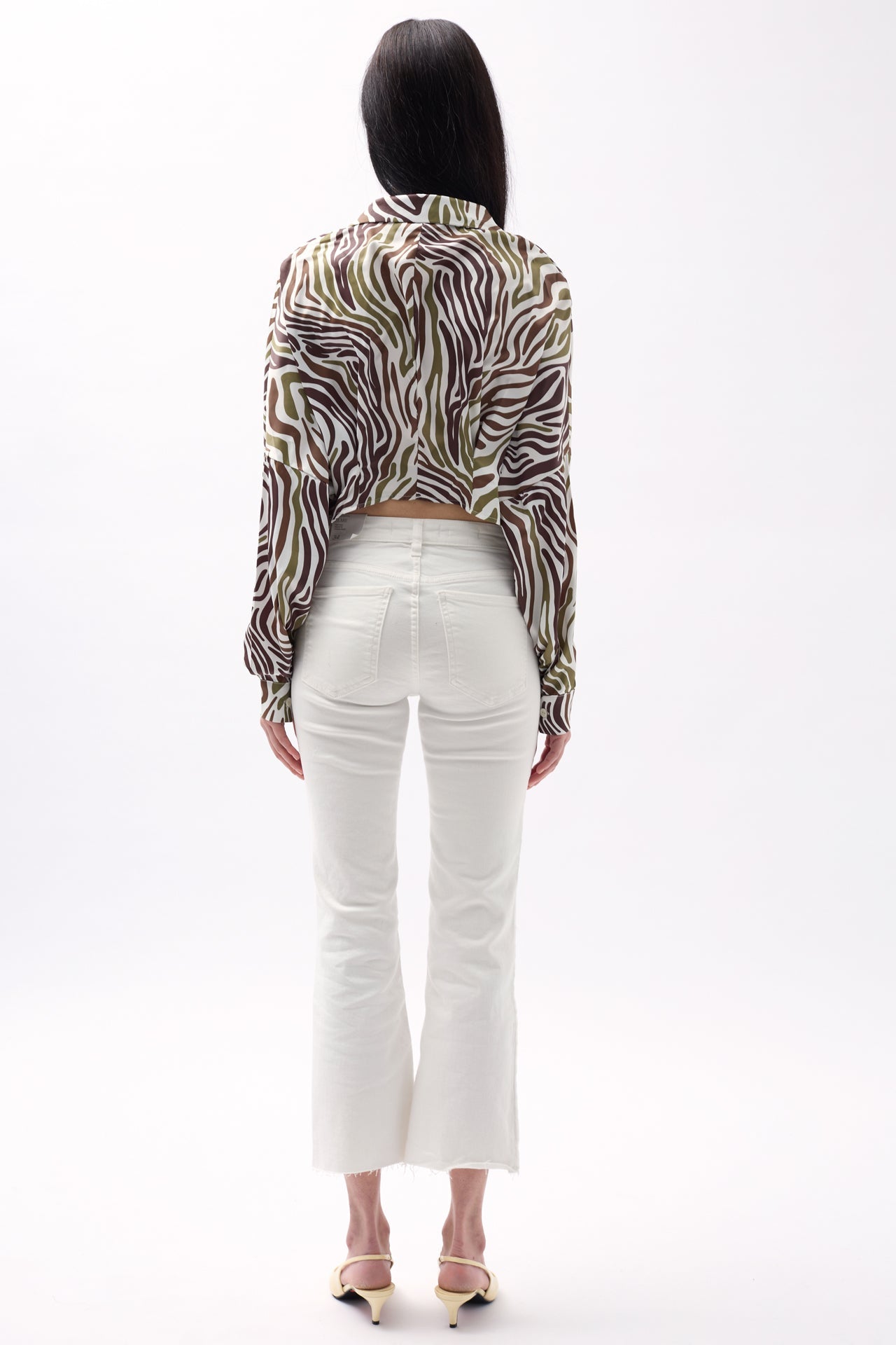 Patterned Green Crop Shirt