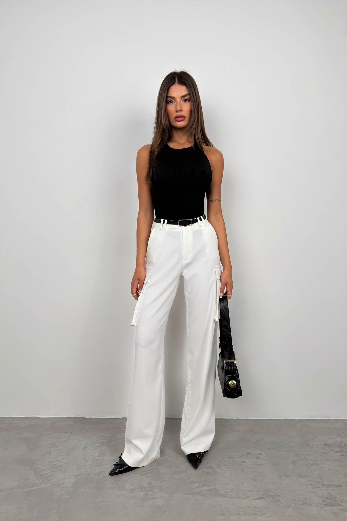 Rectangular Buckle Black Thin Belt