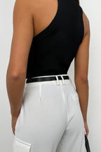 Rectangular Buckle Black Thin Belt
