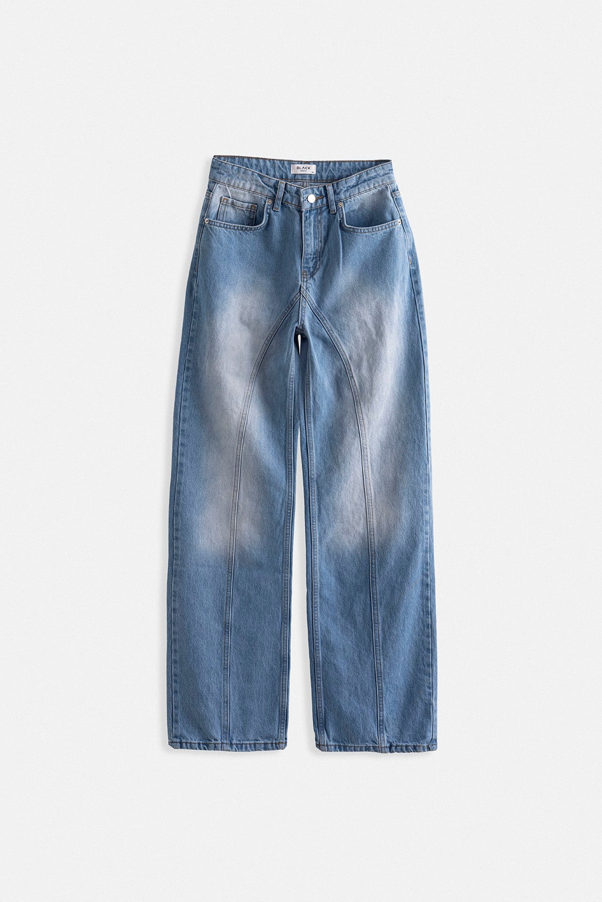 Stitch Detail Wide Leg Blue Jeans
