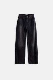 Stitch Detail Wide Leg Black Jeans