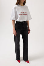 Stitch Detail Wide Leg Black Jeans